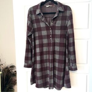 Mad About Plaid Purple and Grey Long Sleeve Tunic Top/Dress (Small)